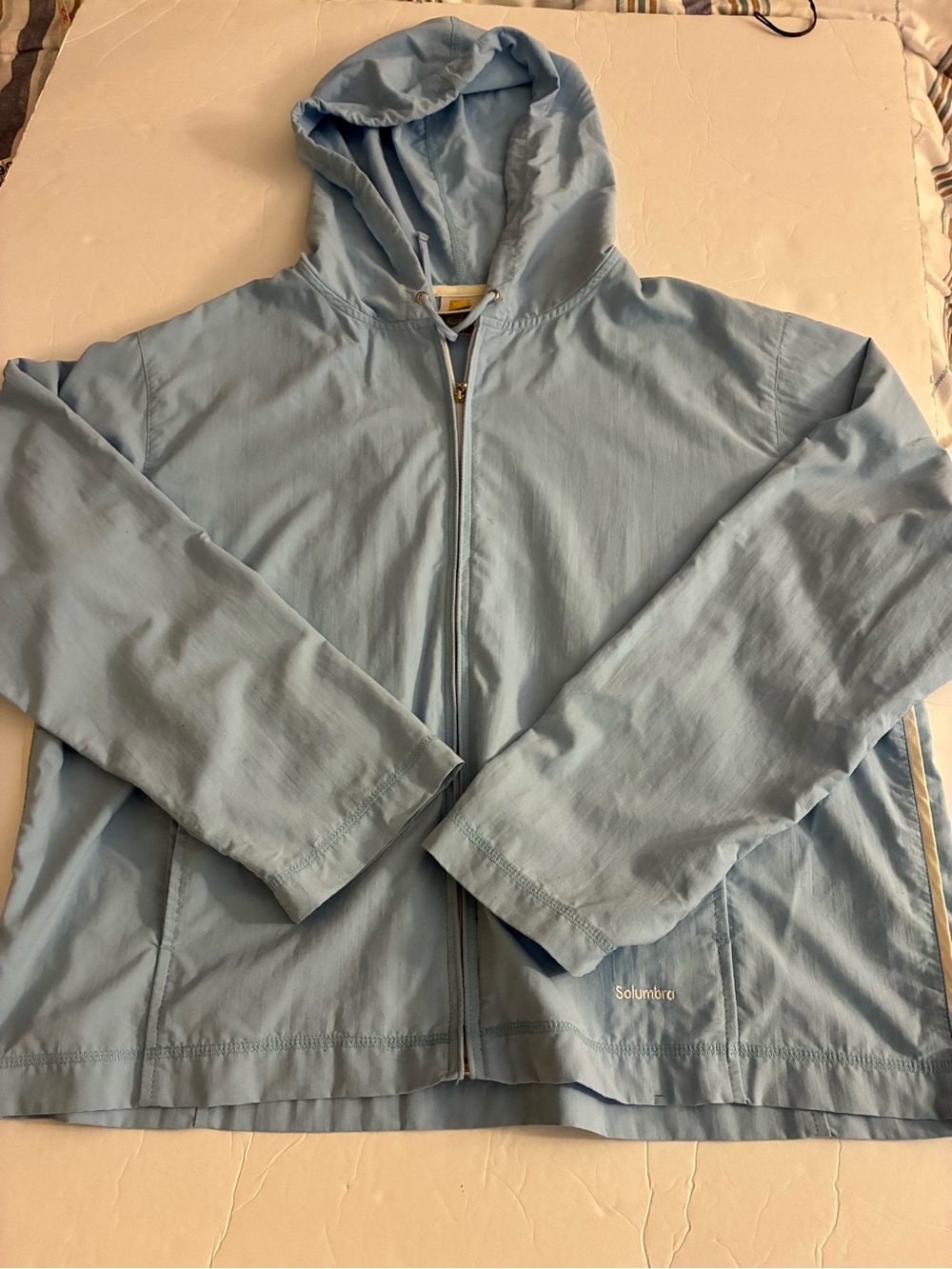 Solumbra Jacket Women L Lt Blue SPF Beach Full Zip Cover Up Resortwear Outdoors